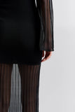 Malina Haisley Sheer Knitted Maxi Dress in Black