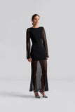 Malina Haisley Sheer Knitted Maxi Dress in Black