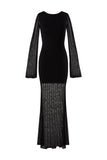 Malina Haisley Sheer Knitted Maxi Dress in Black