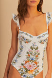Farm Rio Sweet Bouquet One Piece in Off White