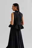 Malina Lune Halterneck Frill Top in Black