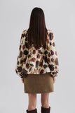 Malina Pernilla High Neck Balloon Sleeve Blouse in Peony