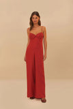 Farm Rio Red Petals Cup Maxi Jumpsuit