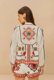 Farm Rio Marys Tiles Off White Embroidered Blouse