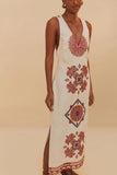 Farm Rio Marys Tiles Off White Richilieu Midi Dress