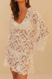 Farm Rio White Seashell Eyelet Mini Dress in White