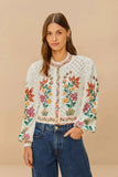 Farm Rio Garden Delight Rosewood Cardigan