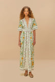 Farm Rio Folk Floral Off White Jumpsuit