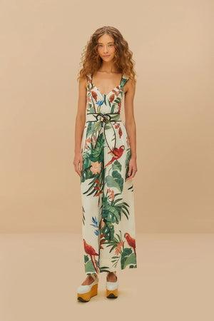 Farm Rio Midnight Macaw Fiesta Jumpsuit