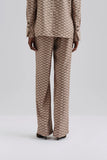 Malina Monogrammed Silk Blend Pants in Beige