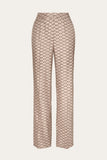 Malina Monogrammed Silk Blend Pants in Beige