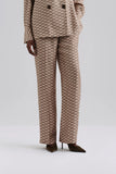 Malina Monogrammed Silk Blend Pants in Beige