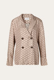 Malina Monogram Silk Blend Shirt in Beige