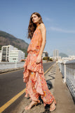 Farm Rio Boho Enhance Mocha Maxi Ruffles Skirt in Mocha