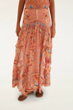 Farm Rio Boho Enhance Mocha Maxi Ruffles Skirt in Mocha