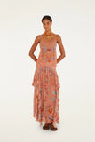 Farm Rio Boho Enhance Mocha Maxi Ruffles Skirt in Mocha