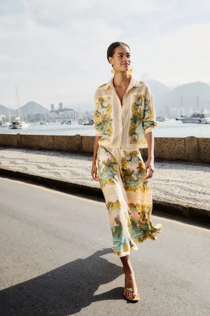 Farm Rio Royal Sea Crochet Midi Skirt in Multi