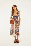 Farm Rio Garden Scarf Midi Dress in Pink