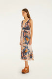 Farm Rio Garden Scarf Midi Dress in Pink