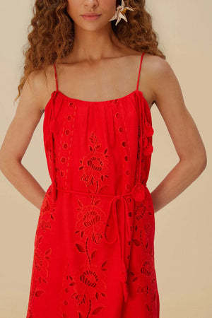 Farm Rio Richelieu Maxi Dress in Red