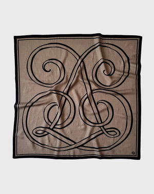 Le Scarf Wool Monogram Scarf in Taupe