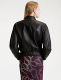 Marella Alfio Leather Bomber Jacket in Black
