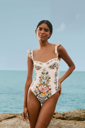 Farm Rio Sweet Bouquet One Piece in Off White