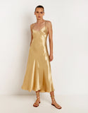 Kori Satin Dress in Gold