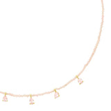 Talis Chains Beaded Necklace Cz Drops in Rose Quartz