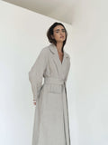 Luciee Relaxed Fit Linen Trench in Brown