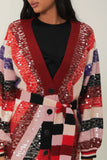 Farm Rio Colorful Stripes Knit Cardi in Red