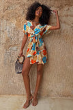 Never Fully Dressed Shell Mini Wrap Dress in Multi