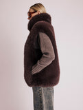 Berenice Vitalo Faux Gilet in Dark Brown