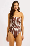 Seafolly Coastline DD Bandeau One Piece in Cocoa