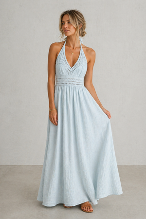 120% Lino Dress in Azur