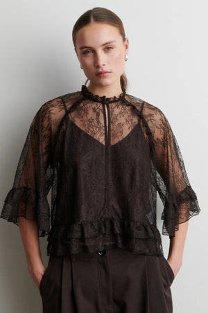 Second Female Sybell Lace Ruffle Blouse Demitasse