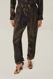 Farm Rio Golden Foliage Pajama Pants in Black