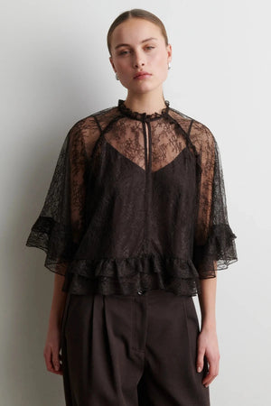 Second Female Sybell Lace Ruffle Blouse Demitasse