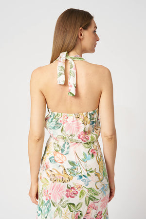 120% Lino Printed Dress in Multi