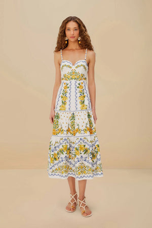 Farm Rio Sicily Midi Dress in Off White
