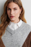Second Female Forca V-Neck Knit in Light Grey