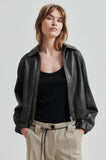 Second Female Lato Leather Bomber Jacket in Thunderstorm