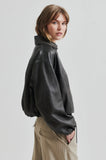 Second Female Lato Leather Bomber Jacket in Thunderstorm