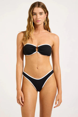 Seafolly Beach Bound Ring Front Bandeau Bikini in Black