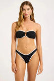 Seafolly Beach Bound Ring Front Bandeau Bikini in Black