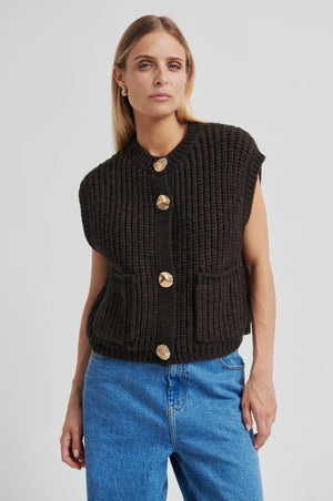 Second Female Ulkikke Knit Vest in Chocolate