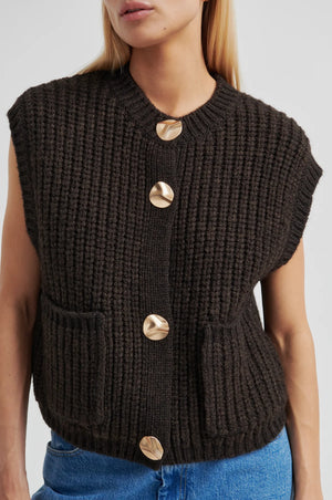 Second Female Ulkikke Knit Vest in Chocolate
