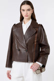 Maxmara Weekend Felino Leather Jacket in Chocolate