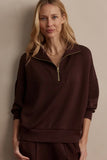 Varley Hawley Half Zip Sweat in Coffee Bean