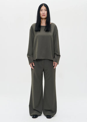 Zenggi Japanese Crepe Top in Khaki